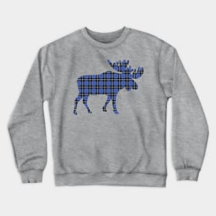 Blue Plaid Moose Crewneck Sweatshirt